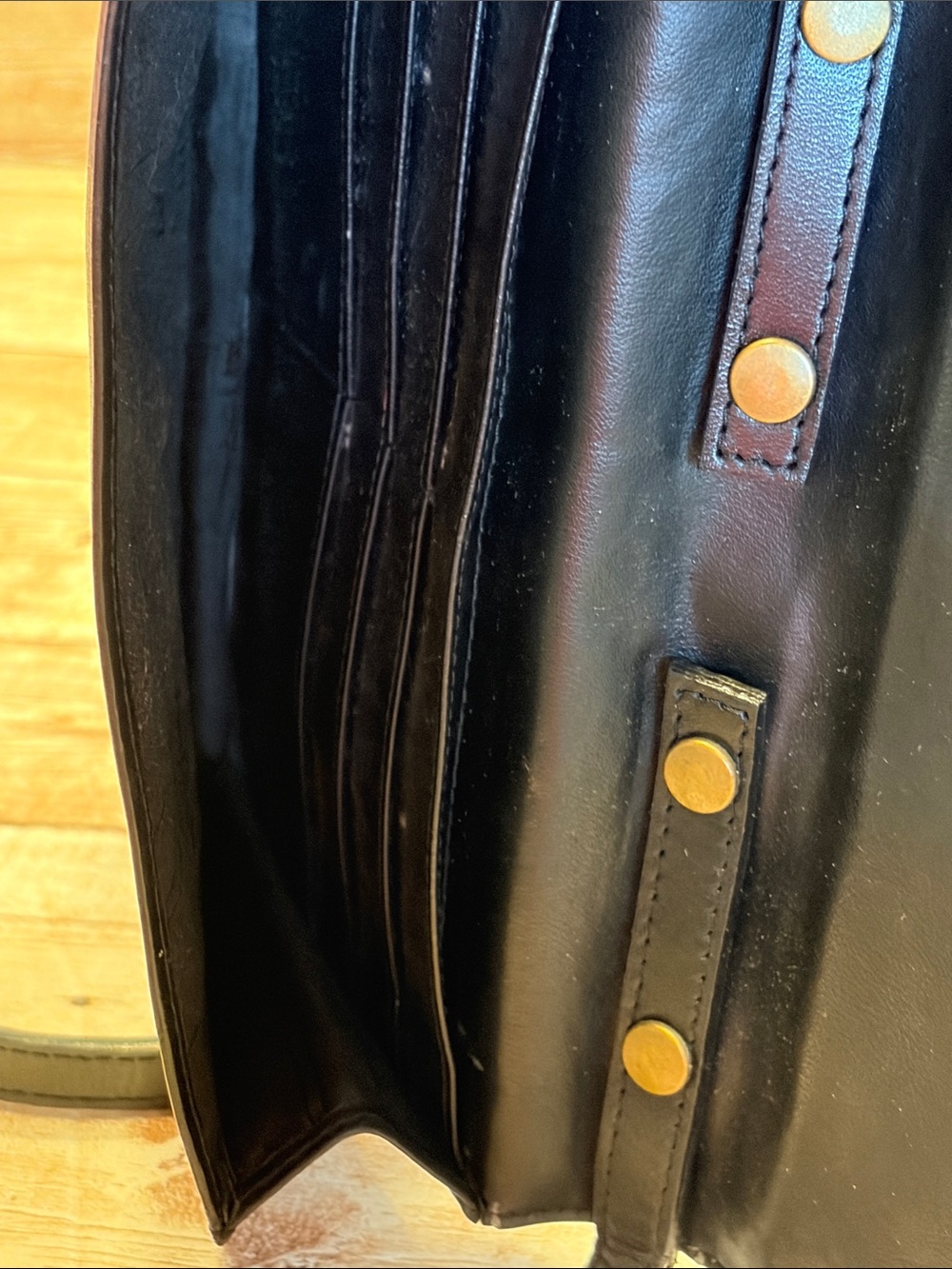 Etienne Aigner Black Leather Crossbody with Gold Hardware - Picture 7 of 8